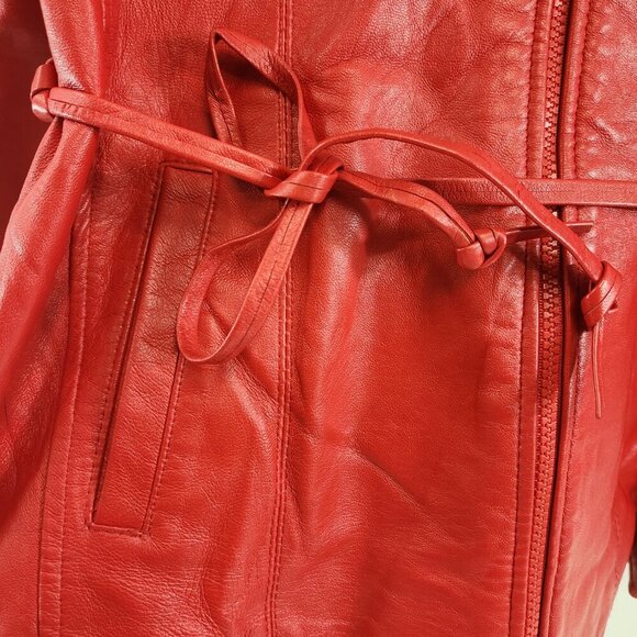 DC Collection Red Leather Jacket Size Small - Picture 2 of 12